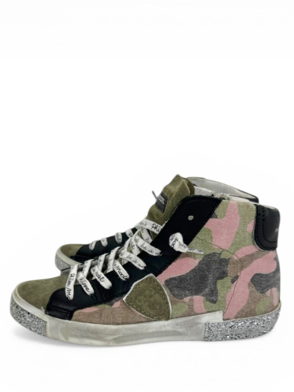 Philippe Model PRSX High Sneaker in Camouflage Military Fuschia